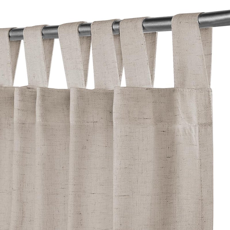 FantasDecor Linen Sheer Curtains 108 inch Length 2 Panels Tab Top for Living Room Bedroom Light Filtering Window Drapes Neutral Country Rustic Farmhouse Boho Shades, Angora - Image 2